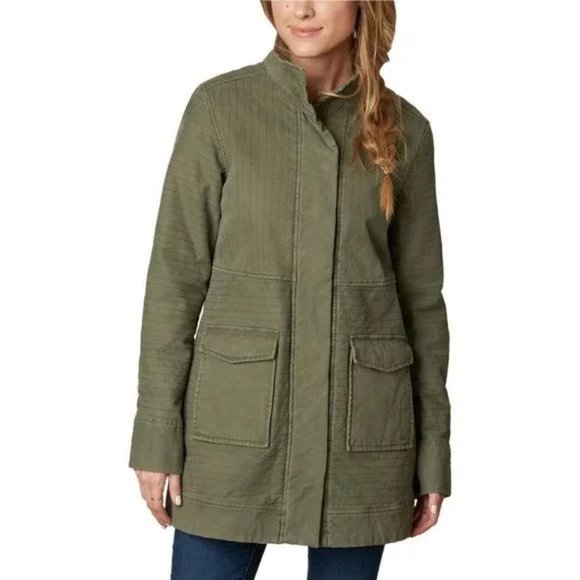 Prana Trip Utility Military Jacket Womens Small Sherpa Lined Green Coat Long - Picture 1 of 6